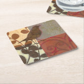 Damask Sparrow Vierkante Kartonnen Onderzetter (Schuin)