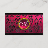 DAMASK SQUARE MONOGRAM, fuchsie, rode ruby Visitekaartje (Achterkant)