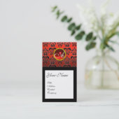 DAMASK SQUARE MONOGRAM, rode ruby Visitekaartje (Staand voorkant)