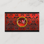DAMASK SQUARE MONOGRAM, rode ruby Visitekaartje (Achterkant)
