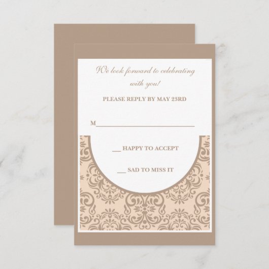 Damask Style Reply Kaart (Voorkant / Achterkant)