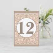 Damask Style Table Number Kaart (Staand voorkant)