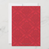  Damask Stylish Red Graduparty Kaart (Achterkant)