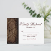  Damask Sunflower Rustic Wedding RSVP-kaarten RSVP Kaartje (Staand voorkant)