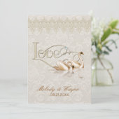Damask Swan Elegance Ivory - Faire-part de mariage (Debout devant)