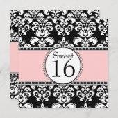 Damask Sweet 16 Anniversaires Invitations Rose (Devant / Derrière)