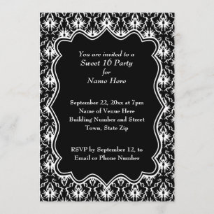 Damask Sweet 16 in Black and White. Kaart