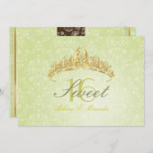 Damask Sweet 16/ invitations tiara/green peridot (Devant / Derrière)