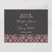Damask Swils Lace Charcoal RSVP Mariage Carte post (Devant)