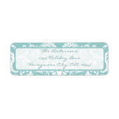 Damask Swirl Aqua Blue Retrun Étiquette de adresse (Devant)