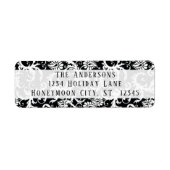 Damask Swirl Black en White Address Label (Voorkant)