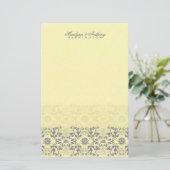 Damask Swirls Lace Butter Dank u Stationery Briefpapier (Staand voorkant)
