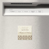 Damask Swirls Lace Coffee Bewaar de datummagneet Magneet (Insitu (Vaatwasser))