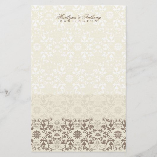 Damask Swirls Lace Coffee Dank je verhaal Briefpapier (Voorkant)