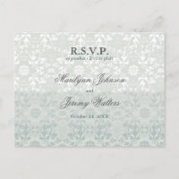 Damask Swirls Lace Dream RSVP Mariage Carte postal