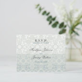 Damask Swirls Lace Dream RSVP Mariage Carte postal (Debout devant)