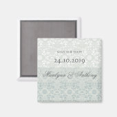Damask Swirls Lace Dream Save the Date Magnet (Recto/Verso)