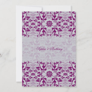 Damask Swirls Lace Elegant Orchid Wedding Invite 2 Kaart