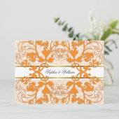 Damask Swirls Lace Elegant Wedding Invite Kaart (Staand voorkant)