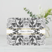 Damask Swirls Lace Elegant Wedding Invite Kaart (Staand voorkant)