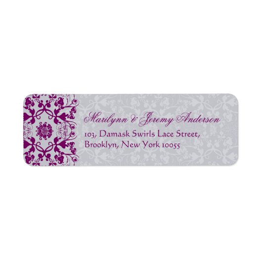 Damask Swirls Lace Orchid Custom Label (Voorkant)