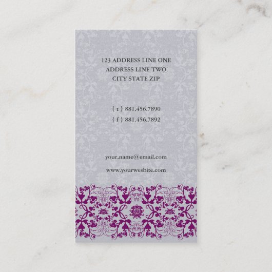 Damask Swirls Lace Orchid Custom Profile Card Visitekaartje (Achterkant)