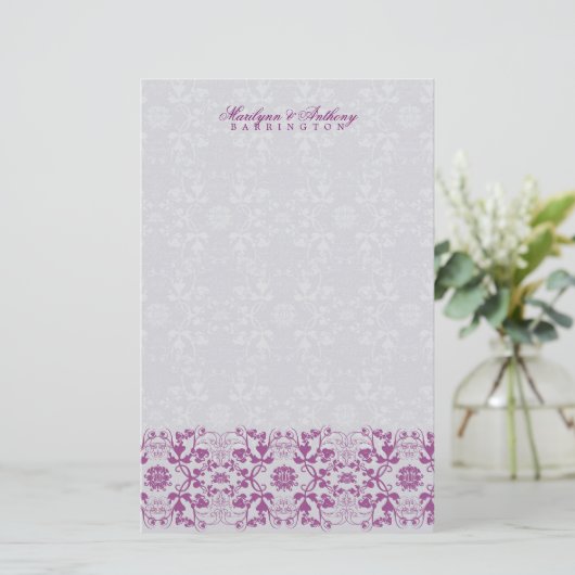 Damask Swirls Lace Orchid Merci papeterie (Debout devant)
