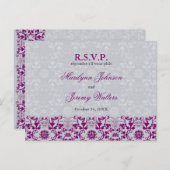 Damask Swirls Lace Orchid RSVP Mariage Carte posta (Devant / Derrière)