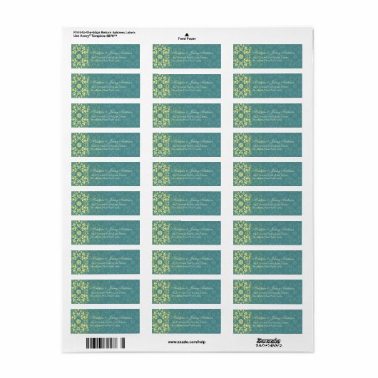 Damask Swirls Lace Peacock Custom Label (Full Sheet)