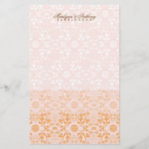 Damask Swirls Lace Sorbet Dank u Stationery Briefpapier
