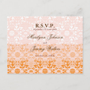 Damask Swirls Lace Sorbet RSVP Wedding Briefkaart