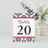 Damask Tafelnummers (Zwart / Rood / Wit) (Staand voorkant)