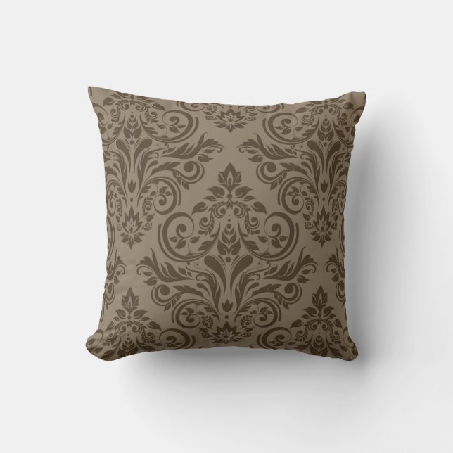 Damask - taupbrown kussen (Voorkant)