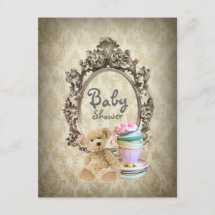 damask  tedy beer babydoucheuitnodigingen kaart