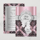 Damask & Tiara Princess Baby shower Invitation (Devant / Derrière)