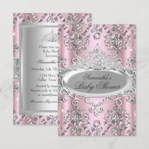  Damask Tiara Princess Baby shower Invite Kaart