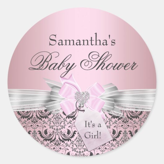 Damask & Tiara Princess Baby shower Sticker (Voorkant)