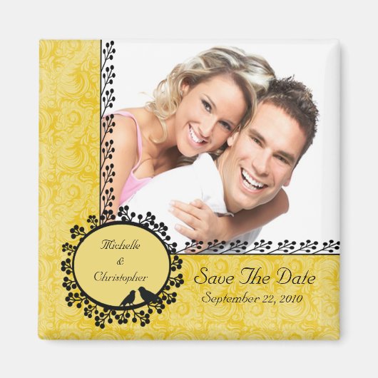 Damask Tortelduifjes Photo Save the Date Magnet Magneet (Voorkant)