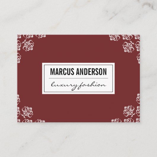 Damask Trim/Dark Red Visitekaartje (Voorkant)