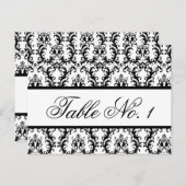 Damask Trouwtafel Nummer Kaart Wit Zwart (Voorkant / Achterkant)
