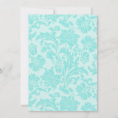 Damask turquoise elegante trouwuitnodiging kaart (Achterkant)