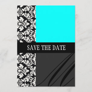 Damask Turquoise Enregistrer La Carte Date
