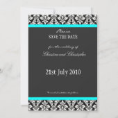 Damask Turquoise Enregistrer La Carte Date (Dos)