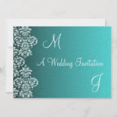 Damask Turquoise Faire-part de mariage (Devant)