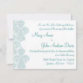 Damask Turquoise Faire-part de mariage (Dos)
