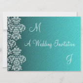 Damask Turquoise Faire-part de mariage (Devant)