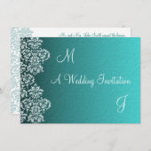 Damask Turquoise Faire-part de mariage (Devant / Derrière)