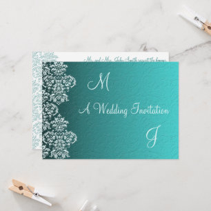 Damask Turquoise Faire-part de mariage