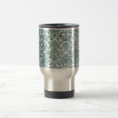 Damask Turquoise Grunge Rustic Travel Mug Reisbeker (Center)
