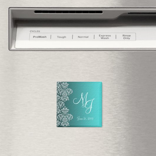 Damask Turquoise Magnet Mariage (In Situ (Lave-vaisselle))